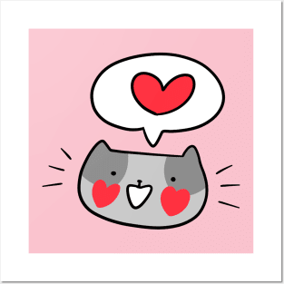 Cat Face Hearts Love Posters and Art